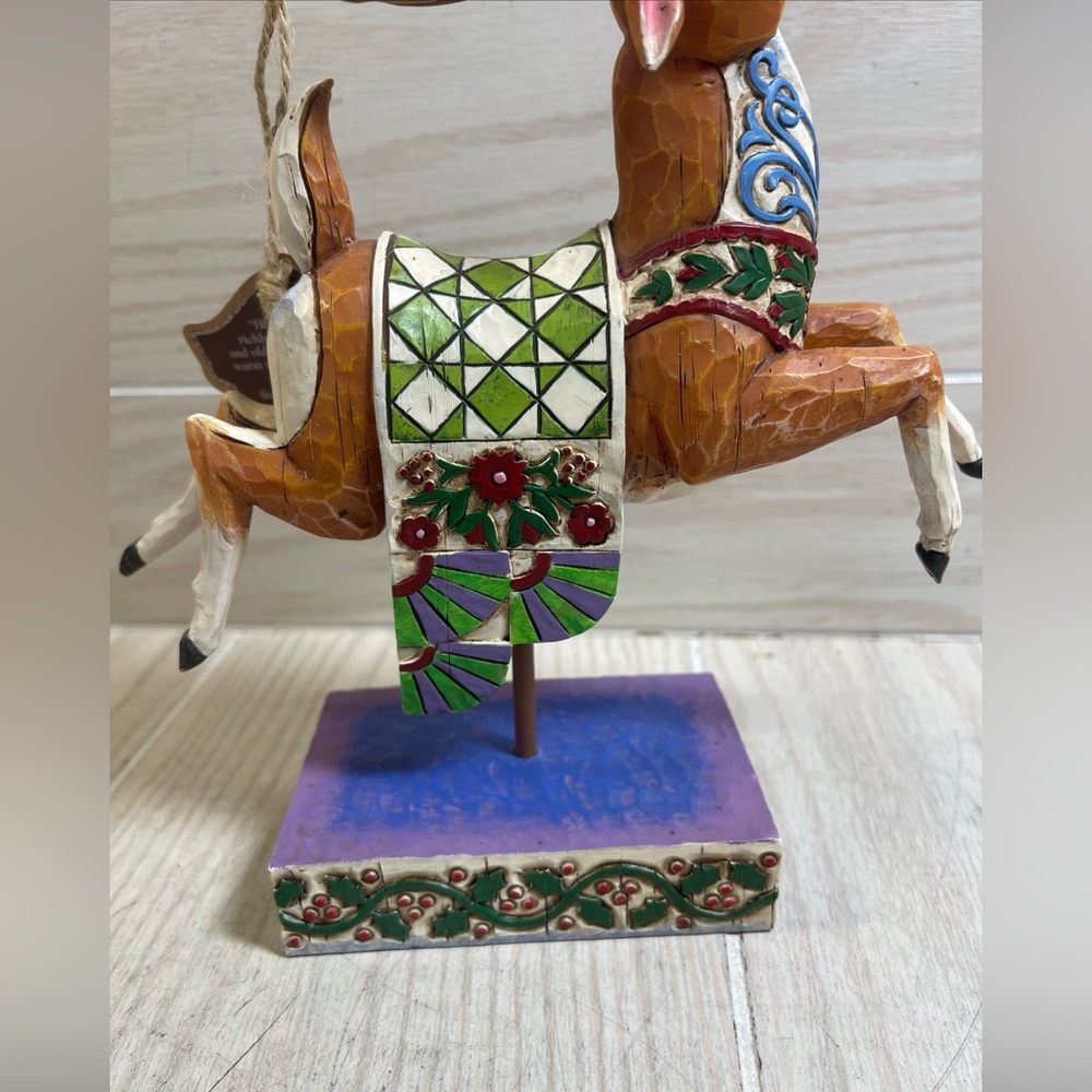 2004 Jim Shore Heartwood Creek Dash Away Reindeer Green Blanket 118111 w/ Box - Picture 6 of 14